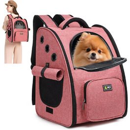 Рюкзак для собак і котів ALLSOPETS - зручний та дихаючий, з безпечним гачком. Ідеально для подорожей, прогулянок та перевезення цуценят. Рожевий колір.
