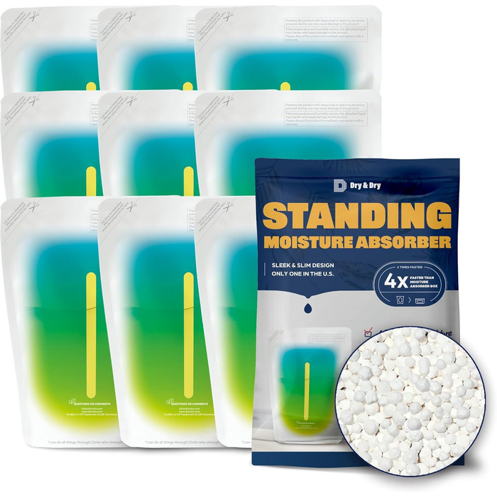 Dry & Dry [8 Pack] [Net 286.3 g/Pack] Premium Moisture Absorber to Control Excess Moisture for Basements, Closets, Bathrooms, Laundry Rooms, Dehumidifiers, Moisture Absorbers