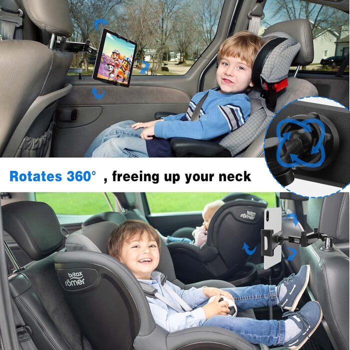 Тримач для планшета в авто UMILKI: універсальний, 360° обертання, для iPad, Samsung, Switch та смартфонів (4.7-13 дюймів)