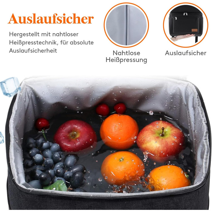 Lifewit 21L Insulated Cooler Bag, Thermal Lunch Bag, Cooler Backpack, Leak-Proof Double-Decker Cooler Bag for Men, Women, Mothers for Lunch, Picnic, Shopping, Travel, Black