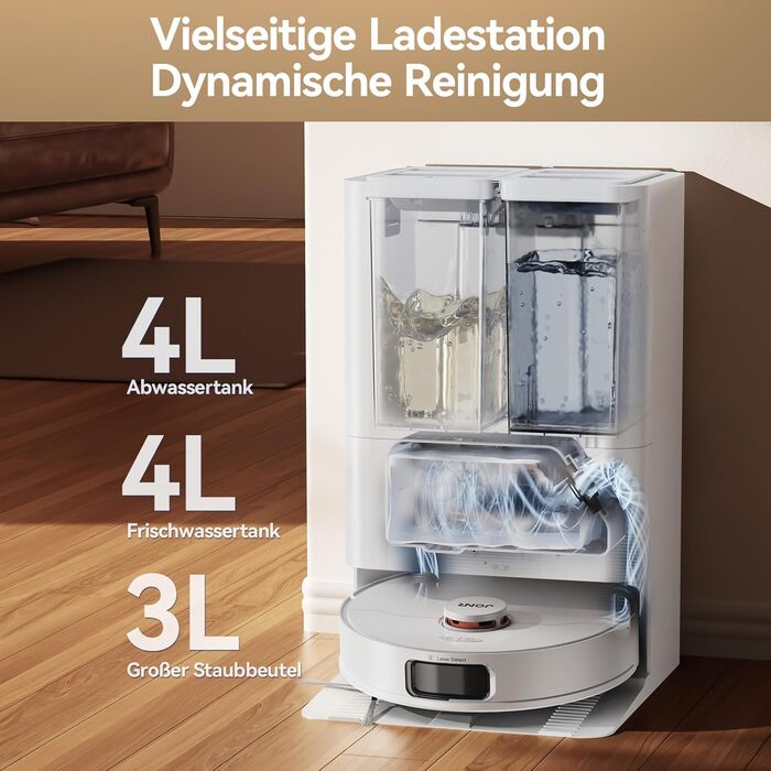 Робот-пилосос JONR T5 Pro з функцією миття, 8150Pa, сушка гарячим повітрям, антизаплутувальні щітки, уникнення перешкод, LiDAR-навігація, док-станція All-in-One