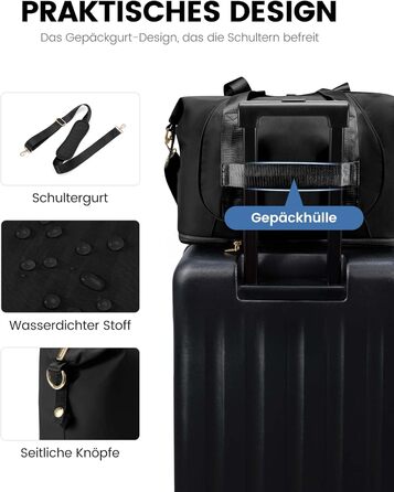 LOVEVOOK Сумка ручної поклажі Ryanair, 40x30x20 см, розширювана, для подорожей, зелена (чорна)