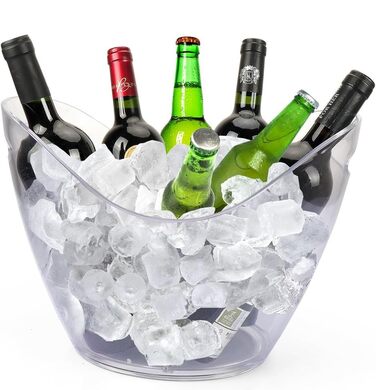 Емальований відро для шампанського 8L, відро для льоду, охолоджувач для вина та шампанського, велике відро для льоду, контейнер для фруктів та овочів (прозорий)