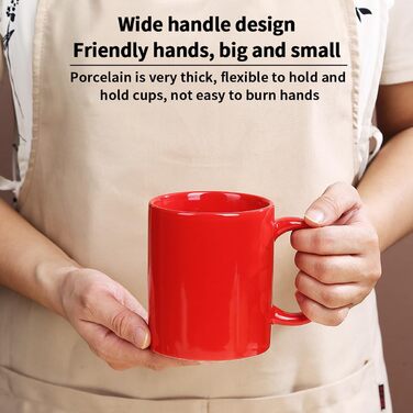 Evanda Coffee Mugs, Set of 6, Large 350 ml Ceramic Cups, Drinking Glasses, for Coffee, Tea, and Mulled Wine, Dishwasher Safe (Mixed Color)