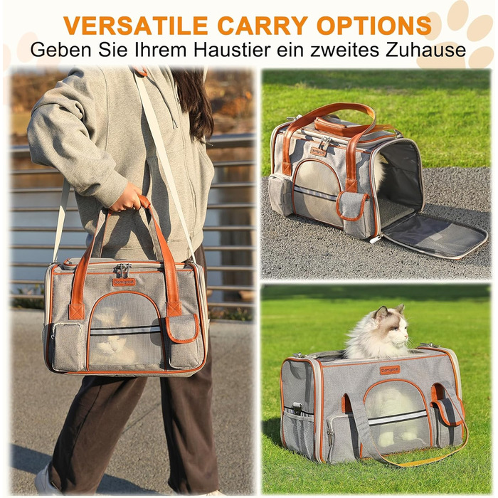 Транспортна сумка для котів та собак до 7 кг Demigreat, дихаюча переноска для середніх та маленьких котів та собак, сіра, 42x22x25 см