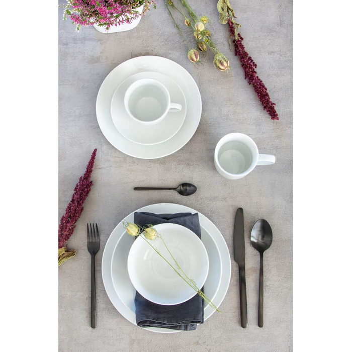 MÄSER 993650 Barca Breakfast Dish Set for 6 People, 18-Piece Set, Porcelain, White Breakfast Set 18-Piece 6 Person