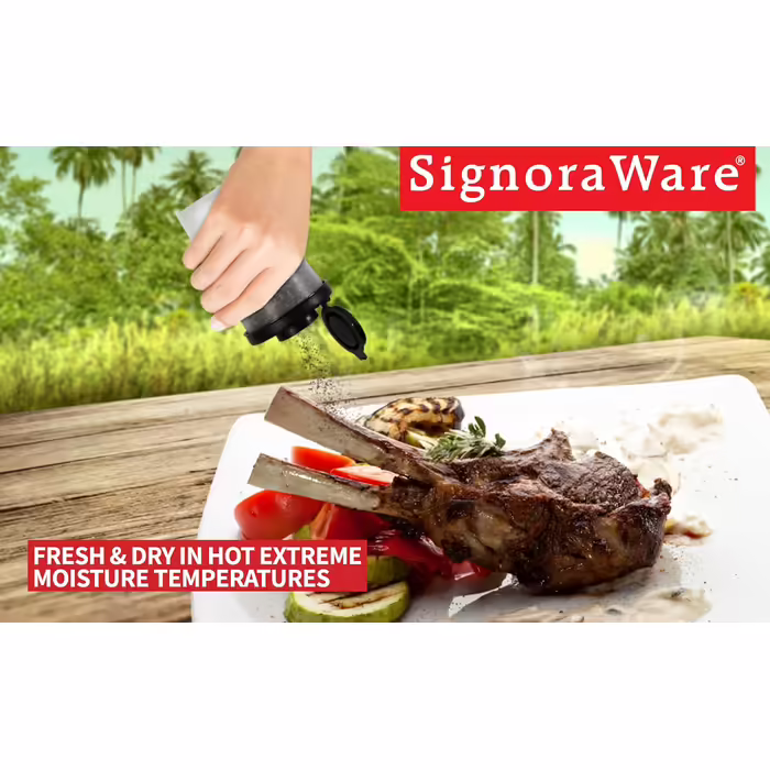 SIGNORAWARE Salt and Pepper Shakers, Moisture-Resistant, Set of 2 Large Salt Shakers, for On-the-Go, Camping, Picnic, Outdoor, Kitchen, Lunchboxes, Travel, Spice Set, Transparent