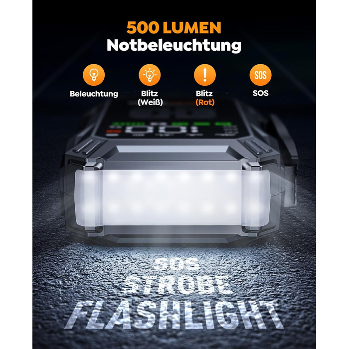 Powerbank для авто YaberAuto з компресором, 6000A, 23800mAh, 150PSI, Jump Starter (для бензинових та 10.0L дизельних двигунів), LCD дисплей, 500 люмен, аварійне світло