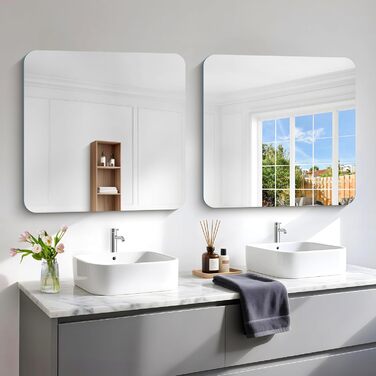 Рамковий настінний дзеркало 75x75 см без рами для ванної, спальні, вітальні. Можливість вертикального та горизонтального кріплення