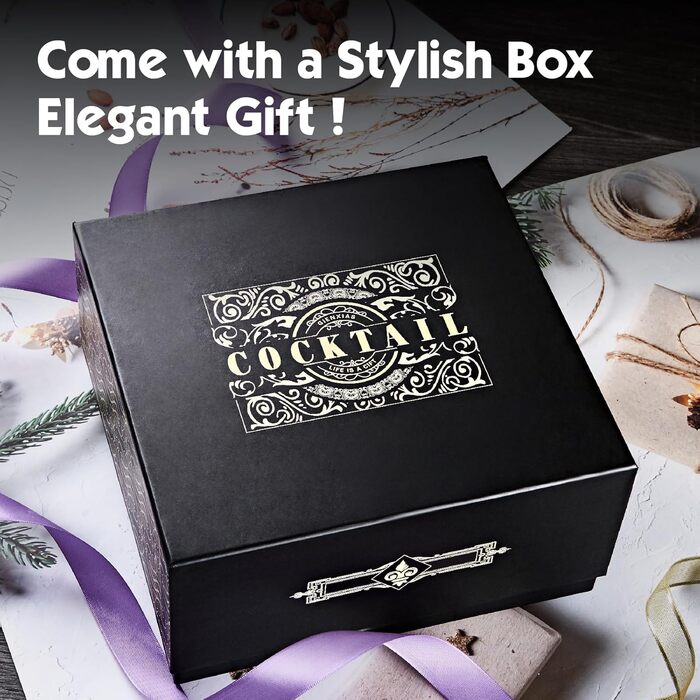 Набір для коктейлів 21 предмет | Набір шейкерів для коктейлів з обертовим підставкою | Шейкер з міцної нержавіючої сталі з аксесуарами | У комплекті стильна чорна подарункова коробка | Барний набір (Чорний)