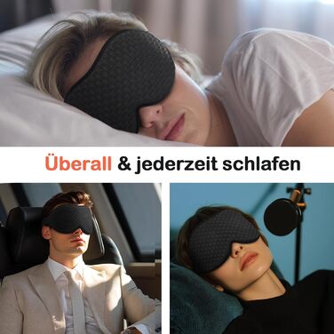 INNELO 3D маска для сну з блокуванням світла, ергономічна, для комфортного сну, чорна