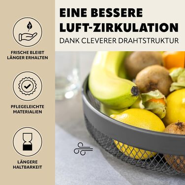 Двоярусна кругла підставка для фруктів та хліба Eluno, металева, сіра