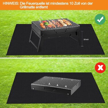 Вогнетривка підкладка під гриль та BBQ 130x160 см, захисний килимок для газового гриля та вогнища, водонепроникний та антипригарний