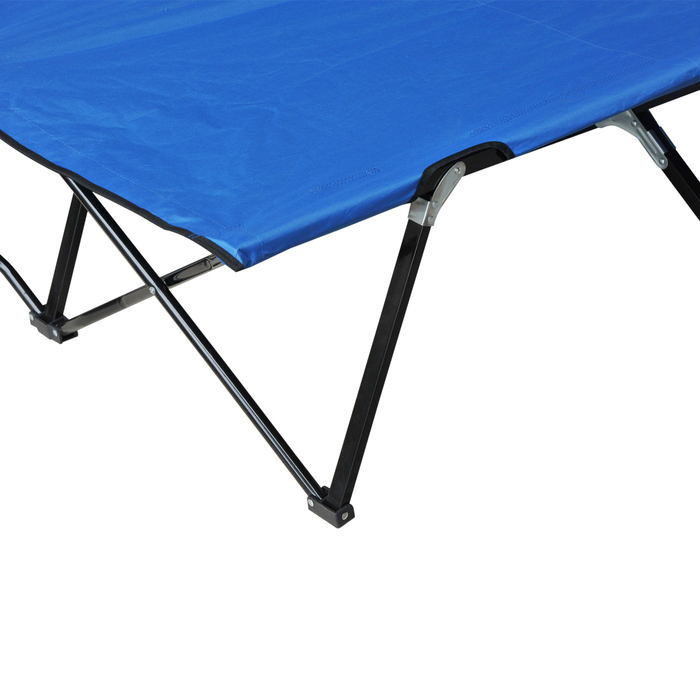 Outsunny Folding Camping Cot for 2 People, Folding Bed with Carry Bag, Up to 136 kg, Steel Oxford Fabric, Blue+Black, 193x125x40cm | Aosom