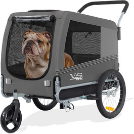 Візок для собак Tiggo VS Pets 2-в-1: візок та велопричіп, сірий, об'єм 270 л, до 35 кг