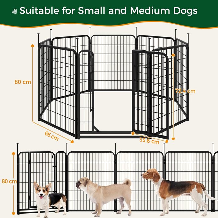 Вольєр для собак Yaheetech 8-секційний, 80 см, для квартири та саду, збірка без інструментів