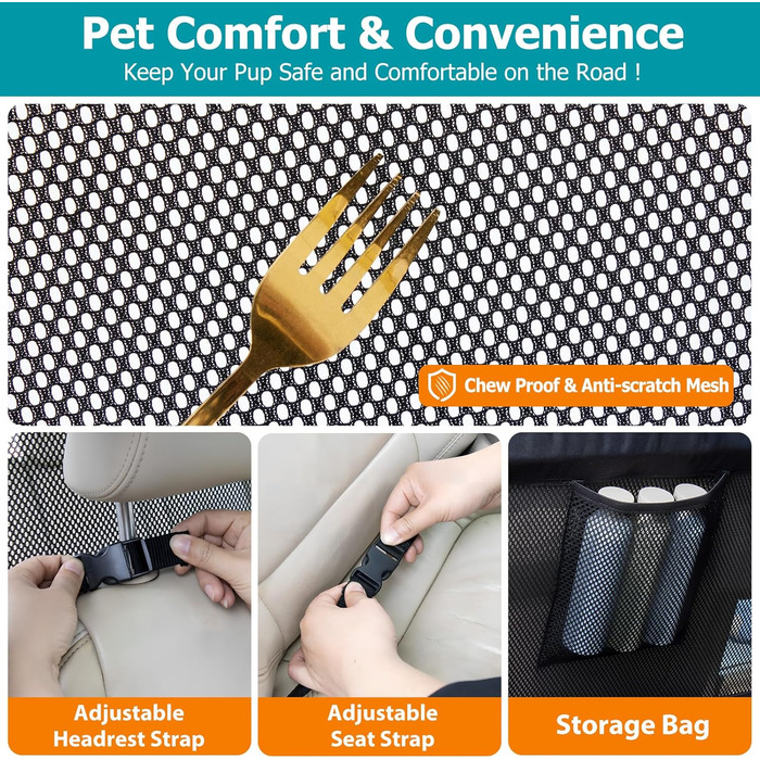 Сітка-перегородка для собак у машину - велика, універсальна, для заднього сидіння та багажника. Підходить для седанів, SUV та пікапів.