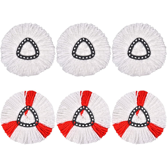 6-Piece Replacement Heads for Queta Spin Mop - Microfiber Mop Refill Head, 360° Spin Mop for Home Cleaning, Effective Cleaning of Heavy Dirt