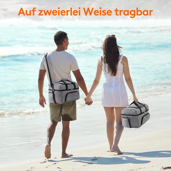 Термосумка LifeWit 30L, 32 банки, зелена: для пікніка, пляжу, роботи, подорожей