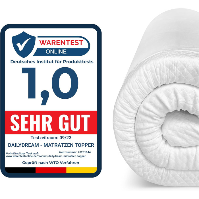 Dailydream Komfort Foam Mattress Topper Model L/XL, 90x200x6cm, 7-Zone Edition
