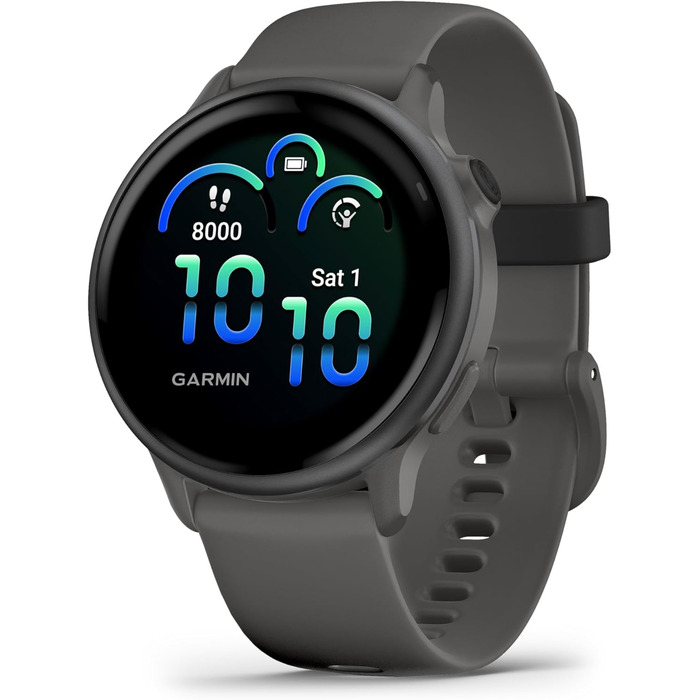 Смарт-годинник Garmin vívoactive 6 42mm (Amazon Exclusive) – фітнес-трекер з AMOLED-дисплеєм, до 11 днів роботи від акумулятора, 80+ спортивних програм, функції здоров'я та сповіщення. Колір: сірий/сірий.