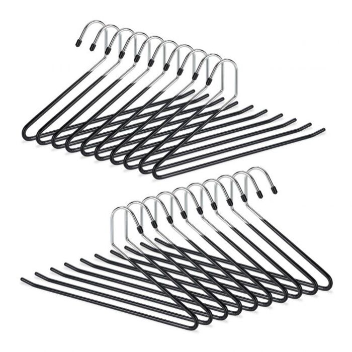 Relaxdays Set of black trouser hangers, non-slip