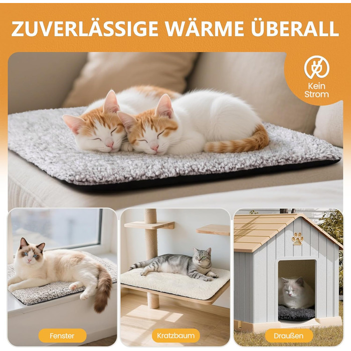 Самогріюча лежанка для котів на підвіконня, м'яка та нековзна, 90 x 28 см (Бежевий)