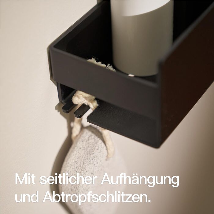 Designfabrik Hamburg Shower Shelf without Drilling | Bathroom Organizer | Shower Shelf without Drilling | Bathroom Shelf | Hanging Shelf | Wall Shelf | Adhesive Shower Basket | Shower Shelf Black 30 cm