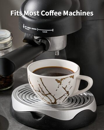 Набір кавових чашок капучіно Home Decor, 4 шт., 220 мл, з металевим підставкою, чорний та білий