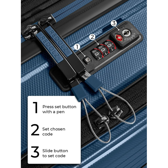REDOLZ Trolley L+ (77 см) розширюваний | 52 x 34 x 77 см | 123-140 літрів | 4,4 кг | Dark Blue Metallic