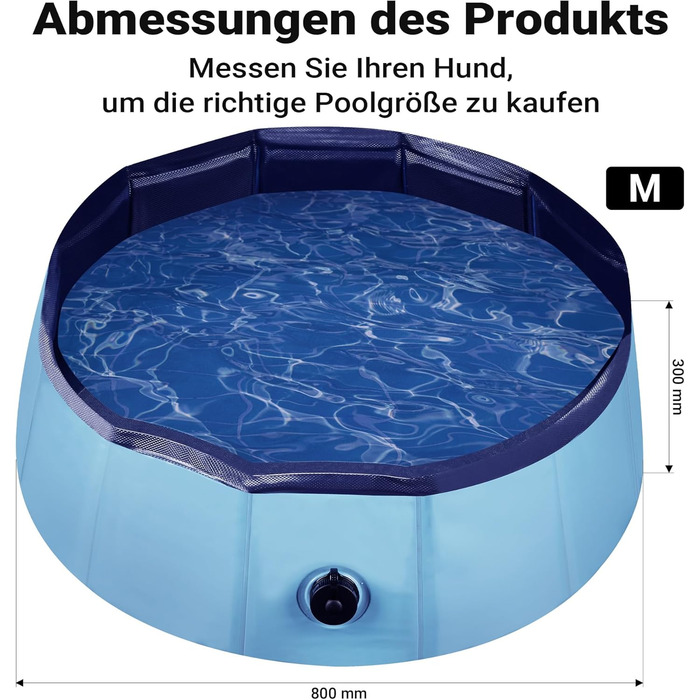 Басейн для собак Fudajo 100 x 30 см, рушфільтрований, з ПВХ, складаний, з посиленими краями, портативний