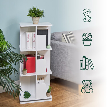 Поворотна біла полиця для книг Relaxdays