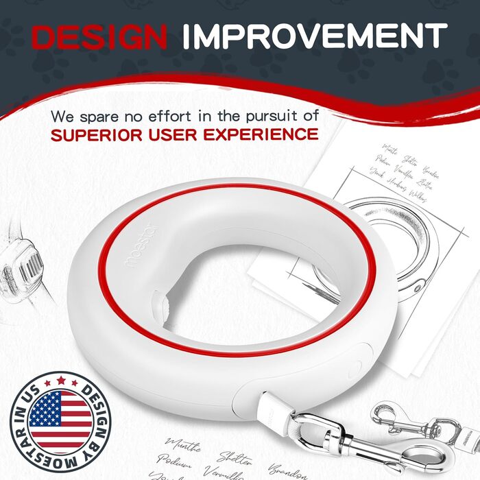 Висувна поводок для собак, ручне кріплення, 3 м, без спутанню, з тримачем для пакетів, для середніх та маленьких собак (чорний/зелений) (білий/червоний)