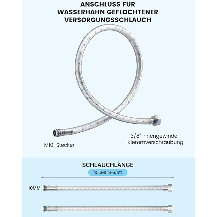 Кухонний змішувач Dayone з висувним виливом, нержавіюча сталь SUS304, високий тиск, для кухні, мікшер, 2 функції, поворотний на 360°, кухонний змішувач (з підключенням до шлангу)
