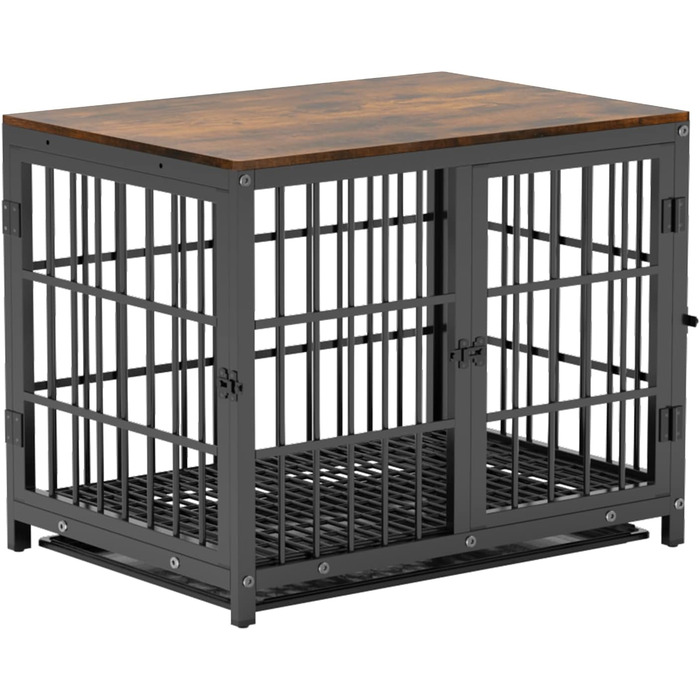 Клітка для собак BingoPaw Holz: дерев'яна клітка-шафка для собак маленьких порід, 3 дверцята, знімний піддон, 78x56x65 см, білий колір