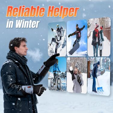 Обогревні рукавички для жінок та чоловіків 7.4V 6400mAh, акумуляторні, 3 режими нагріву, водонепроникні, сенсорні, для мотоцикла, лиж, скелелазіння, піших прогулянок, універсальний розмір