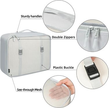 Набір органайзерів для подорожей BAGAIL (10 шт.) – сірий. Організатори для валізи, ручної поклажі, аксесуарів