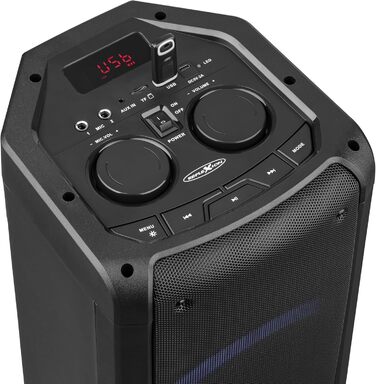 Портативна Bluetooth-колонка Reflexion PS09BT - 500W, Караоке, DJ, LED-підсвітка, Радіо, Мікрофон, Чорний