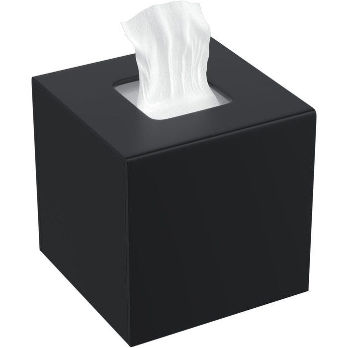 AITEE Acrylic Tissue Box Cover: Black square tissue holder, napkin dispenser for home, bathroom, kitchen, bedroom, office, coffee table, restaurant