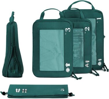 ECOHUB Набір органайзерів для валізи (5 шт.) - Компресійні куби для пакування, темно-зелений