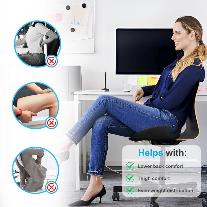 Подушка для офісного крісла Ajiteogy з Memory Foam, ергономічна, для рівномірного розподілу ваги та комфорту