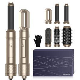 Набір Airstyler Warmluftbürste 6 в 1: фен, круглі щітки, браш, локони, випрямляч, золото