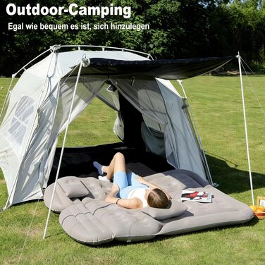 Надувний матрац для авто SUV, вантажівки та кемпінгу - матрац для заднього сидіння з електричною помпою, сірий