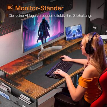 ODK L-Shaped Desk, Corner Desk with USB Charging Port & Socket, Gaming L-Shaped Desk with Shelf Reversible, L-Shaped Computer Desk with Monitor Stand for Office (Black, 168x80cm) 168x80cm Black