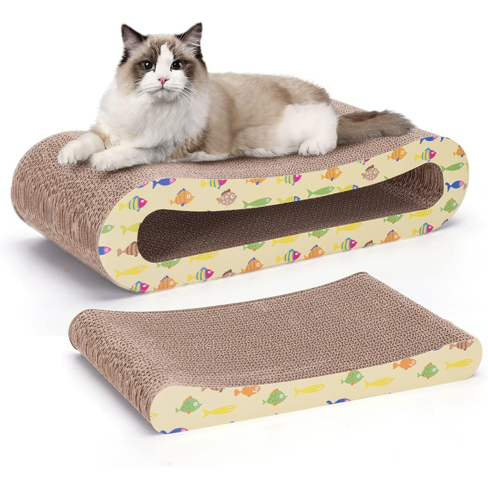 2 x Cat Scratch Board Scratch Cardboard for Cats 2 in 1, Cat Scratcher with Catnip, Recyclable Quality Cardboard Scratch Pad, Scratch Pads Double-Sided Available (1 Piece)