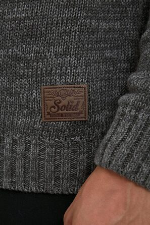 Чоловічий кардиган SDPomeroy з грубого в'язання, 100% бавовна, з накладним коміром та блискавкою, Regular fit, Темно-сірий (2890)