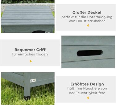 Паві Гат (PawHut) Будка для собак з дверима, клітка-переноска, водяний транспортувальний відсік для собак, котів, кроликів, вулиця, водовідштовхувальний, темний сірий, сосна, 80 x 55 x 53,5 см