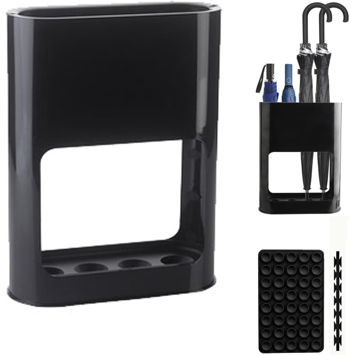 Підставка для парасольки SHENRUZENG чорна, з антиковзним силіконовим кріпленням, 4 слоти для довгих/коротких парасольок