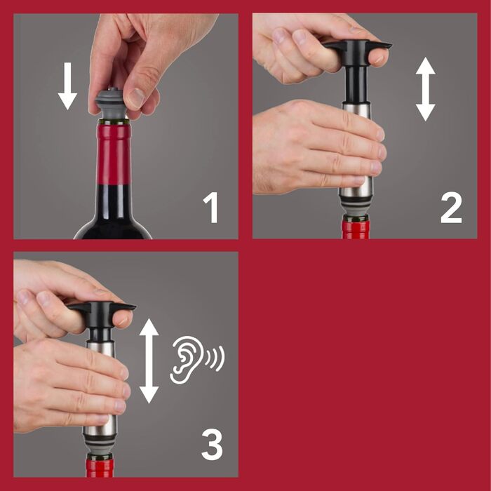 Vacu Vin Wine Pump - Stainless Steel Gift Box - Vacuum Pump with Wine Stopper - Protects the Quality of Your Opened Bottles