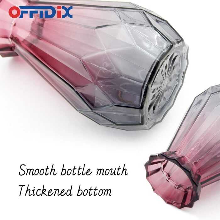 Скляна ваза OFFIDIX з градієнтом кольору, багатокольорова, геометричний дизайн, для вечірок, декору, квітів, офісу чи дому (фіолетово-сіра)